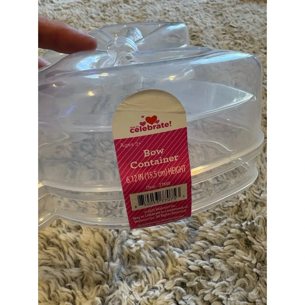 Way to Celebrate Bow Container Unisex OS Clear New Plastic Gift Box‎ 27848